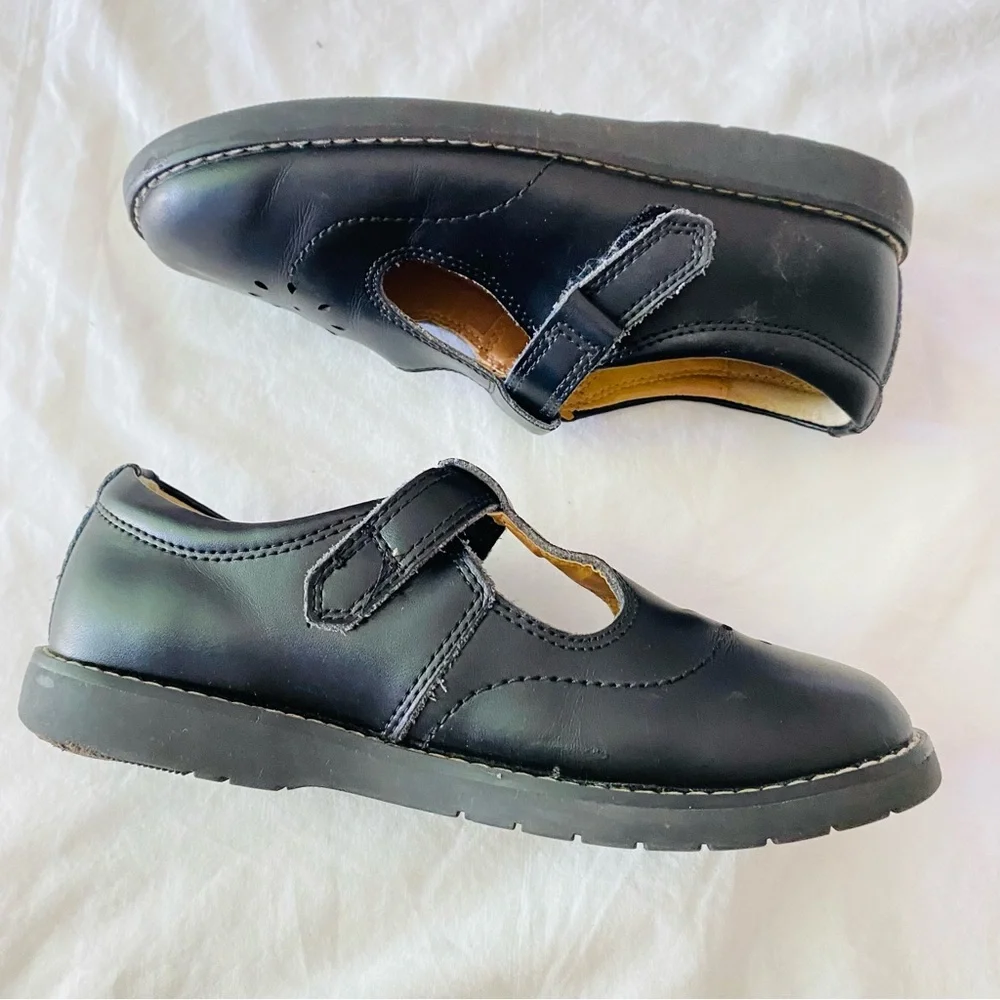 BKs GIRLS Black Shoes Strap Mary Janes Buckle Velcro School Uniform